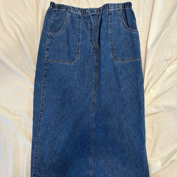 NWT Vintage Blue Denim Maxi Skirt Straight Pencil Coastal Cowgirl Western - Picture 1 of 8